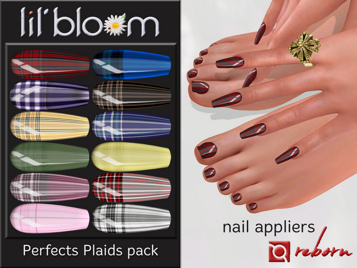 Second Life Marketplace {LB} eBODY REBORN nail HUDPerfect Plaids